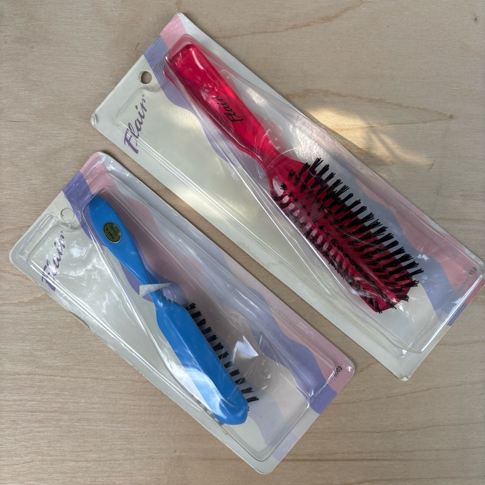 Two Vintage Flair Hairbrushes In The Original Packaging